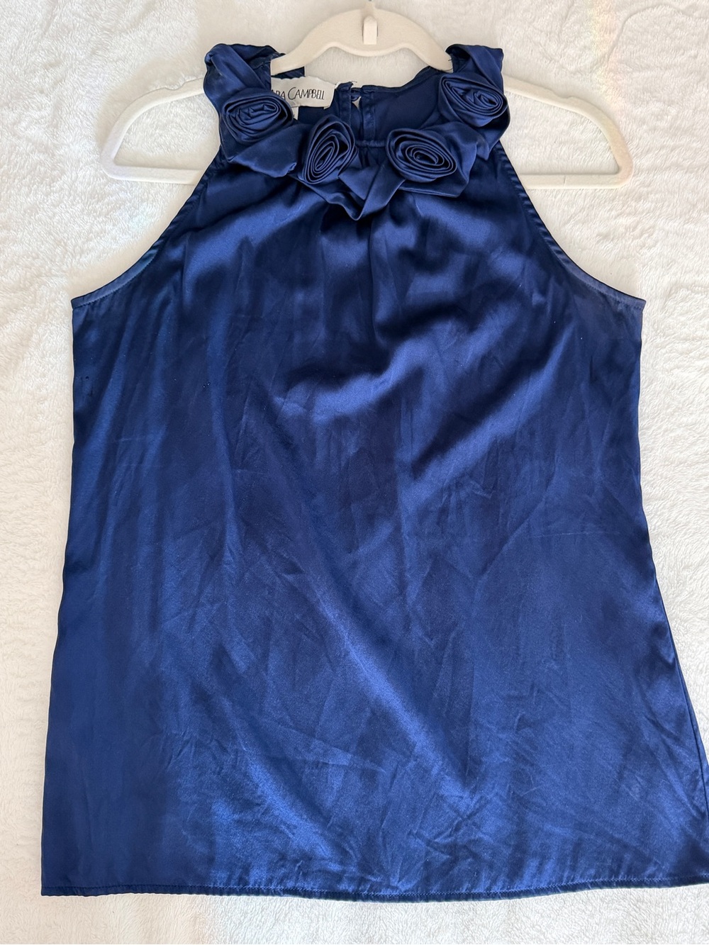 Sara Campbell Women’s Navy Blue Rosette Halter Top